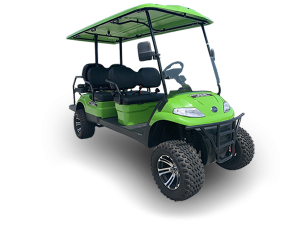 Light Green Elite EV 6 Passenger Lifted Golf Cart golf car rental vancouver, golf cart rental near me